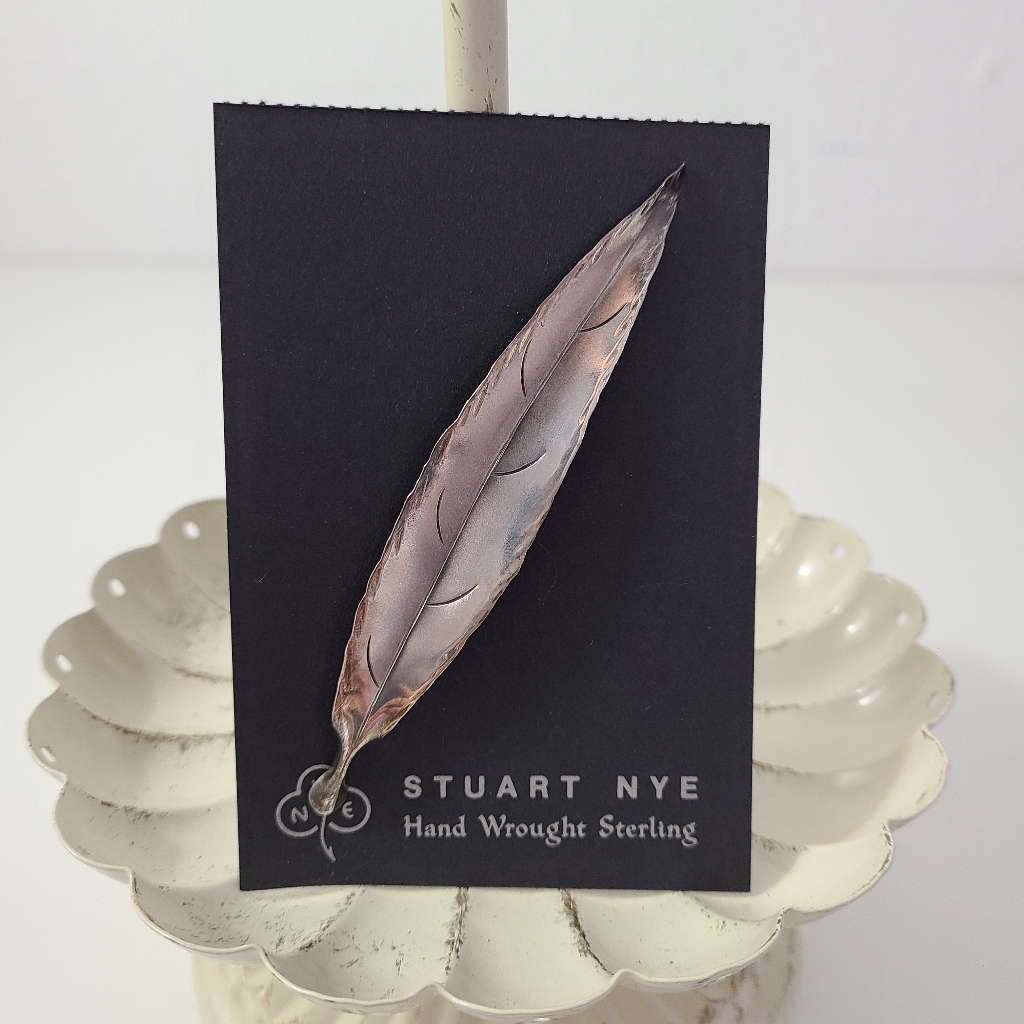Stuart Nye Hand Wrought Sterling Silver Leaf Brooche Pin